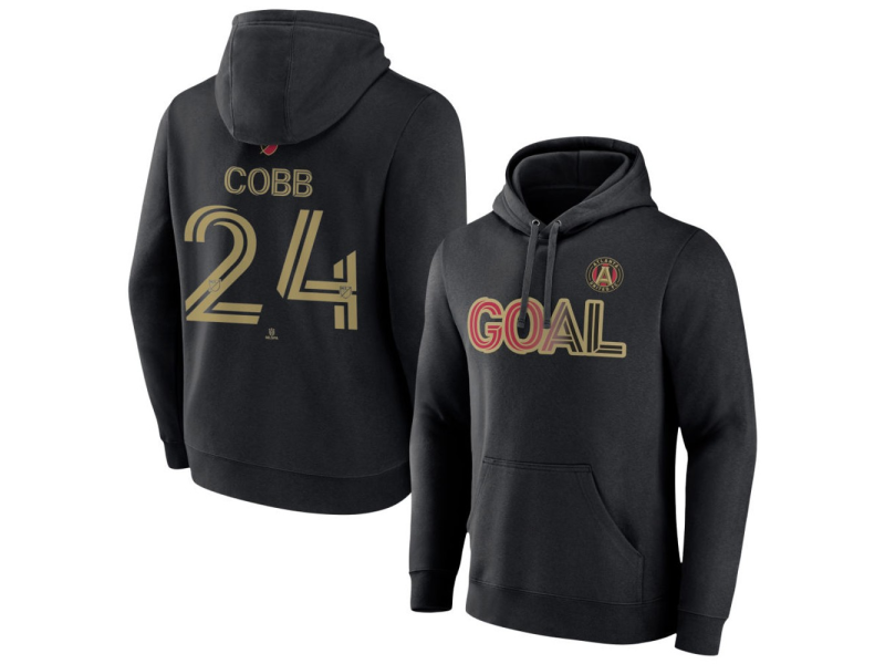 Men's Atlanta United FC Goal #24 Noah Cobb Pullover Hoodie - Black