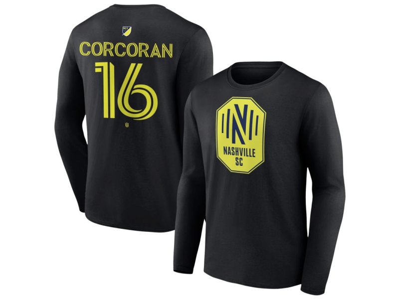 Youth Nashville SC #16 Matt Corcoran Team Authentic Long Sleeve T-Shirt - Black