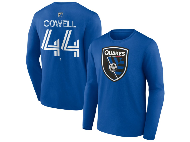 Youth San Jose Earthquakes #44 Chance Cowell Team Authentic Long Sleeve T-Shirt - Royal