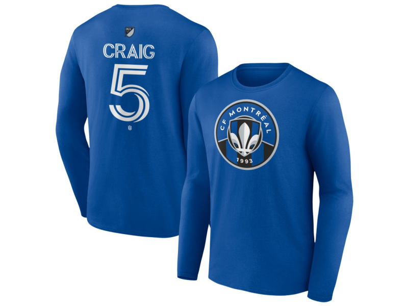 Youth CF Montreal #5 Brandan Craig Team Authentic Long Sleeve T-Shirt - Royal