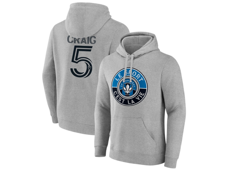Men's CF Montreal The Game Is Everything #5 Brandan Craig Pullover Hoodie - Gray
