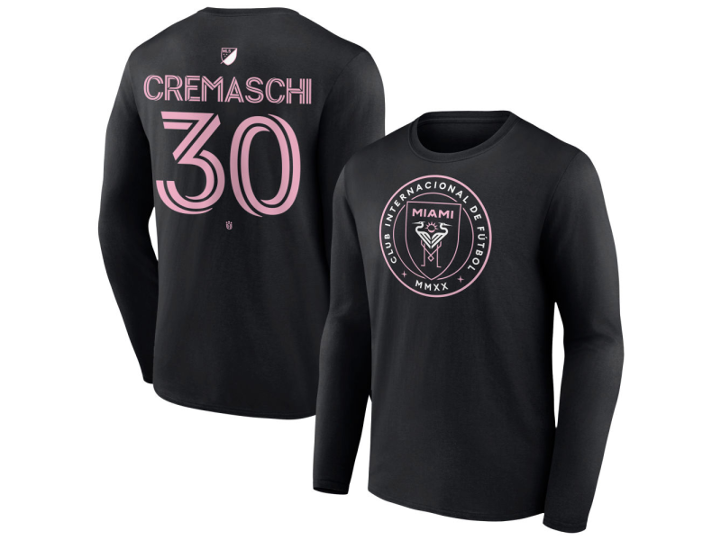 Men's Inter Miami CF Authentic Stack #30 Benjamin Cremaschi Long Sleeve T-Shirt - Black