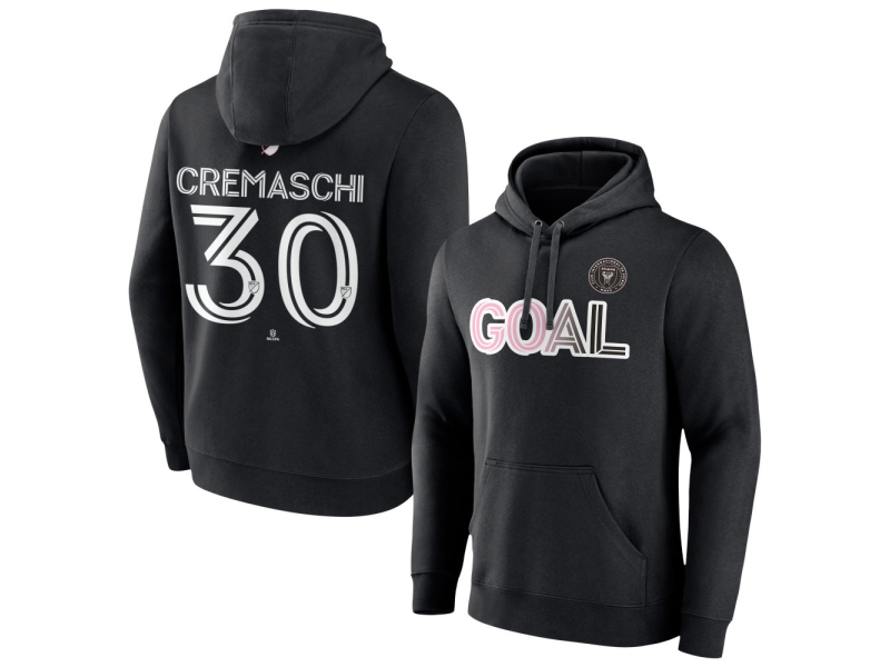 Men's Inter Miami CF Goal #30 Benjamin Cremaschi Pullover Hoodie - Black