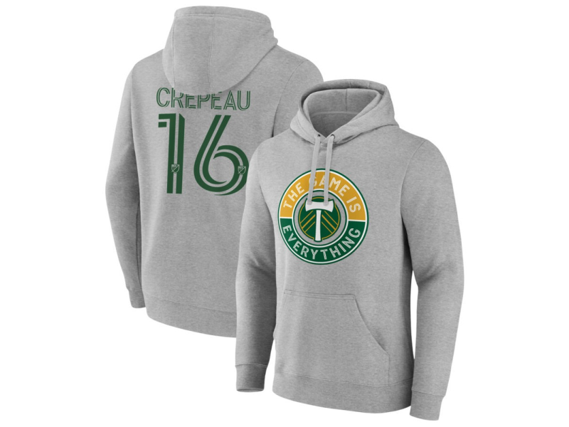 Men's Portland Timbers The Game Is Everything #16 Maxime Crepeau Pullover Hoodie - Gray