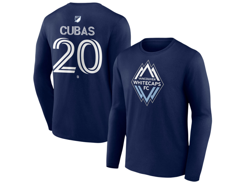 Men's Vancouver Whitecaps FC #20 Andres Cubas Team Authentic Long Sleeve T-Shirt - Navy