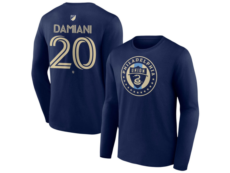 Men's Philadelphia Union #20 Bruno Damiani Team Authentic Long Sleeve T-Shirt - Navy