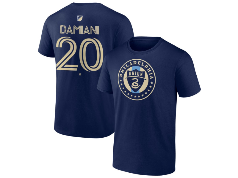 Youth Philadelphia Union #20 Bruno Damiani Team Authentic T-Shirt - Navy
