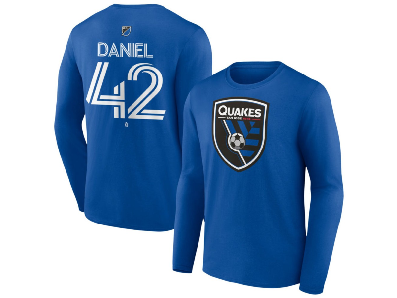 Youth San Jose Earthquakes #42 Daniel De Sousa Team Authentic Long Sleeve T-Shirt - Royal