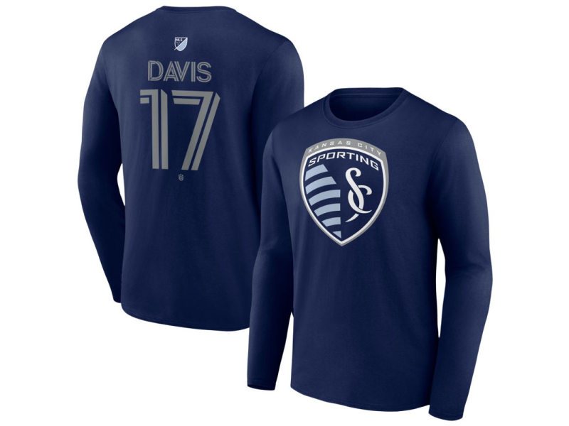 Men's Sporting Kansas City #17 Jake Davis Team Authentic Long Sleeve T-Shirt - Navy