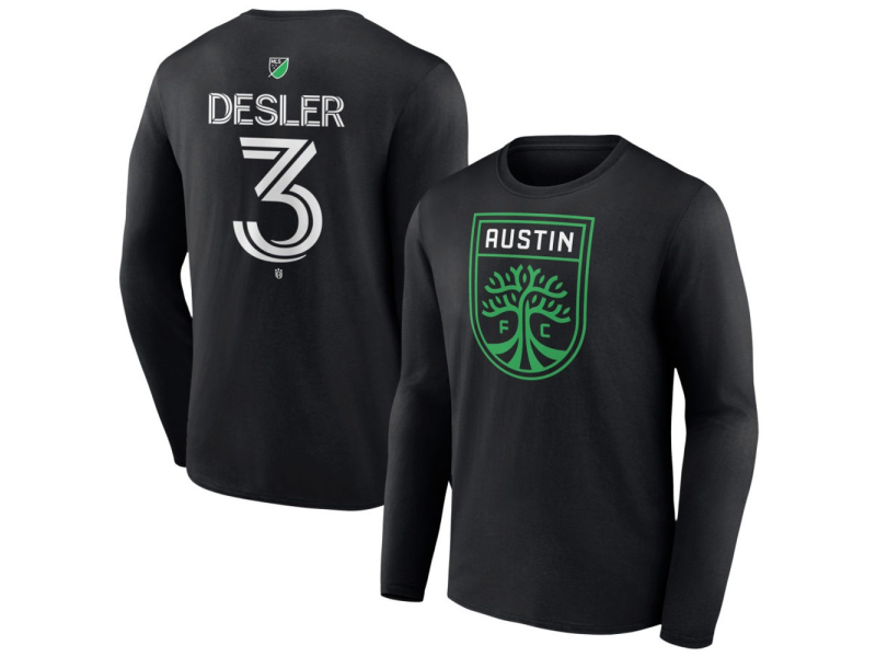 Youth Austin FC #3 Mikkel Desler Team Authentic Long Sleeve T-Shirt - Black