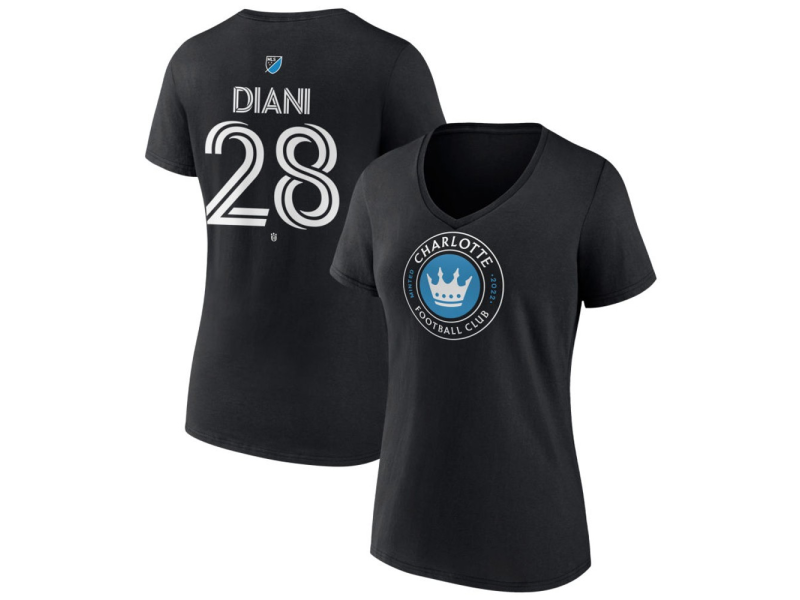 Women's Charlotte FC #28 Djibril Diani Team Authentic V-Neck T-Shirt - Black