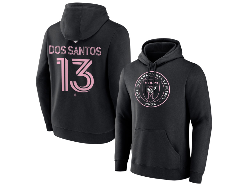 Men's Inter Miami CF Authentic Stack #13 CJ Dos Santos Pullover Hoodie - Black