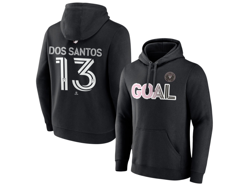 Men's Inter Miami CF Goal #13 CJ Dos Santos Pullover Hoodie - Black