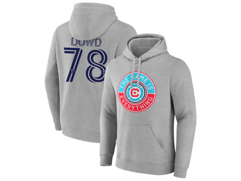Men's Chicago Fire The Game Is Everything #78 Bryan Dowd Pullover Hoodie - Gray