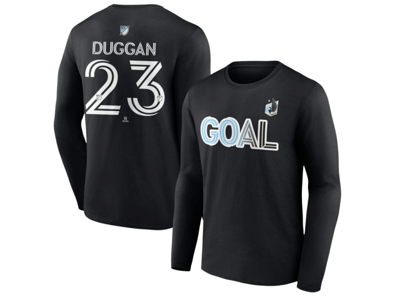 Men's Minnesota United FC Goal #23 Morris Duggan Long Sleeve T-Shirt - Black