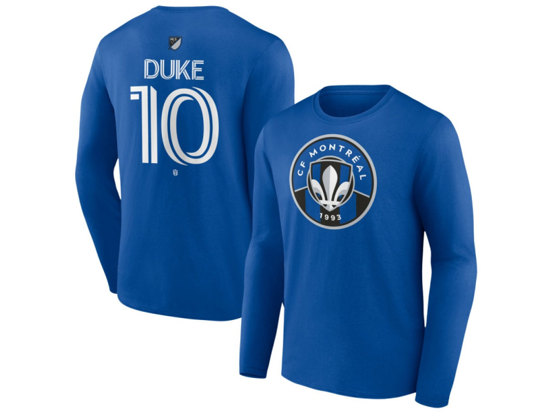 Youth CF Montreal #10 Brice Duke Team Authentic Long Sleeve T-Shirt - Royal