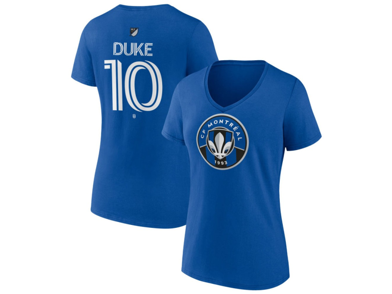 Women's CF Montreal #10 Brice Duke Team Authentic V-Neck T-Shirt - Royal