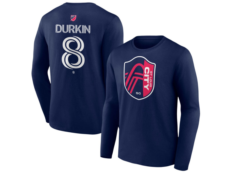 Men's St. Louis City SC #8 Chris Durkin Team Authentic Long Sleeve T-Shirt - Navy