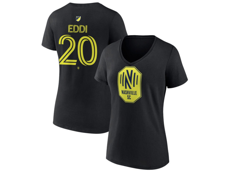 Women's Nashville SC #20 Edvard Tagseth Eddi Team Authentic V-Neck T-Shirt - Black
