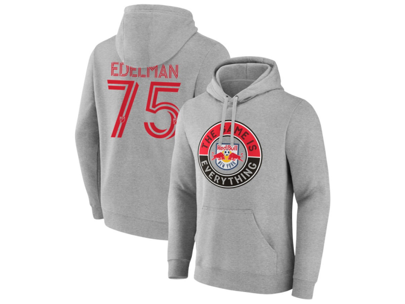 Men's New York Red Bulls The Game Is Everything #75 Daniel Edelman Pullover Hoodie - Gray