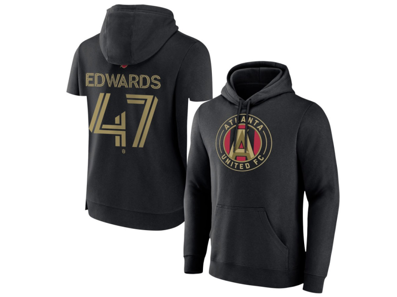 Men's Atlanta United FC #47 Matt Edwards Team Authentic Pullover Hoodie - Black