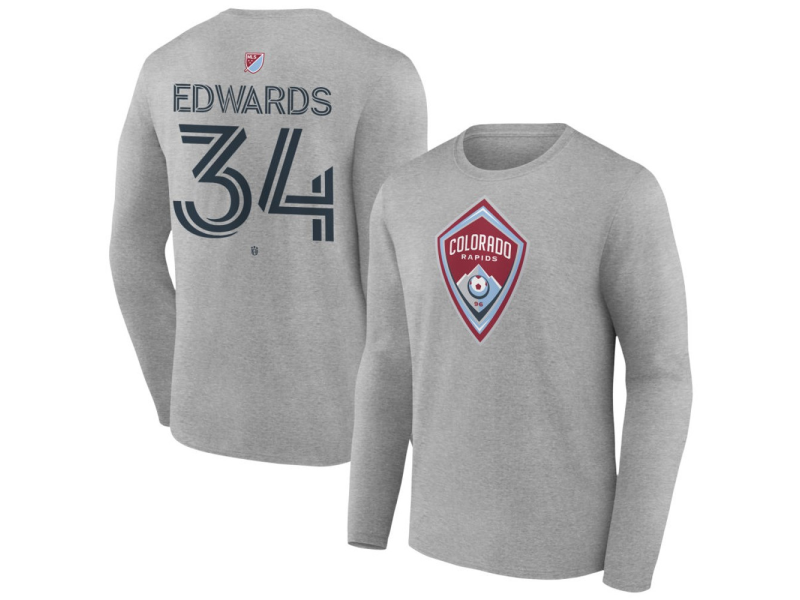 Men's Colorado Rapids #34 Michael Edwards Team Authentic Long Sleeve T-Shirt - Gray