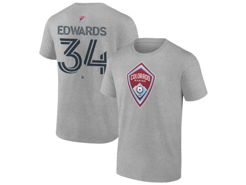 Men's Colorado Rapids #34 Michael Edwards Team Authentic T-Shirt - Gray