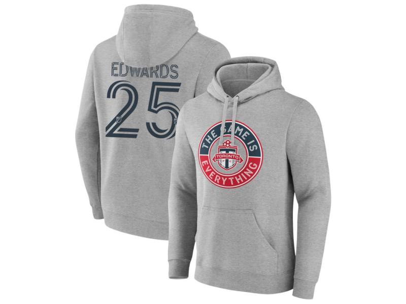 Men's Toronto FC The Game Is Everything #25 Nathaniel Edwards Pullover Hoodie - Gray