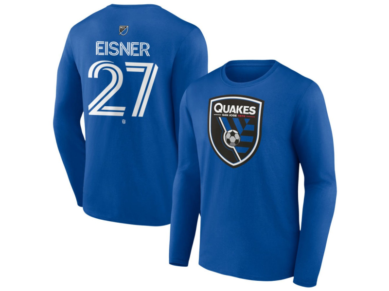 Men's San Jose Earthquakes #27 Wilson Eisner Team Authentic Long Sleeve T-Shirt - Royal