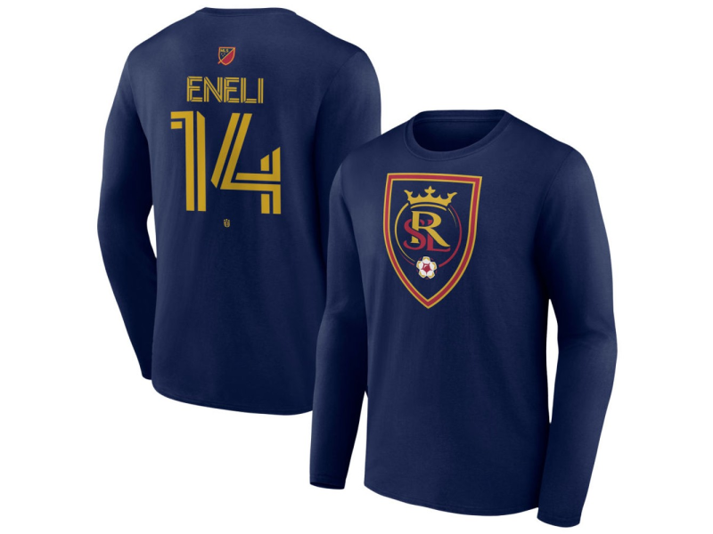 Men's Real Salt Lake #14 Emeka Eneli Team Authentic Long Sleeve T-Shirt - Navy