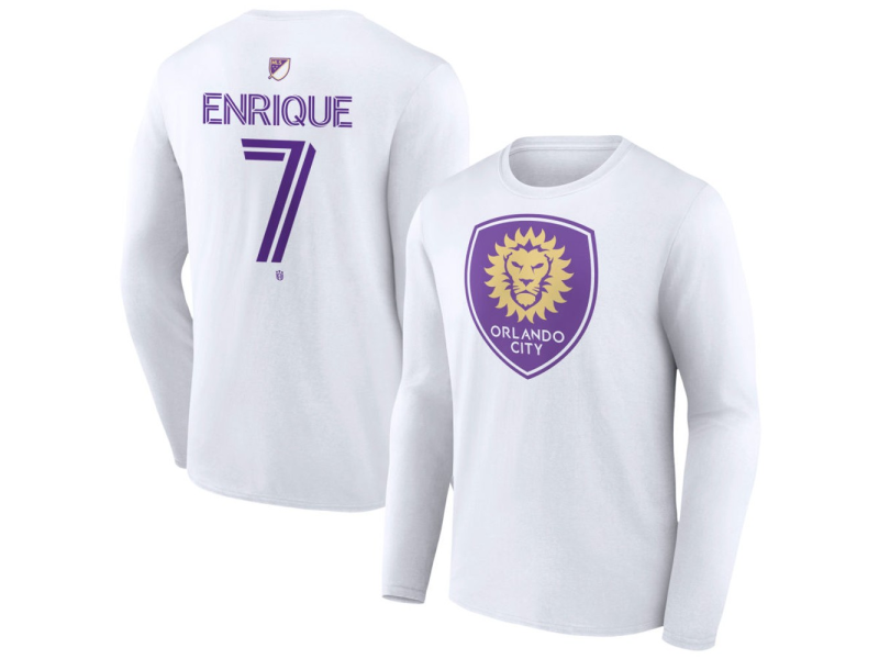 Men's Orlando City SC Authentic Stack #7 Ramiro Enrique Long Sleeve T-Shirt - White