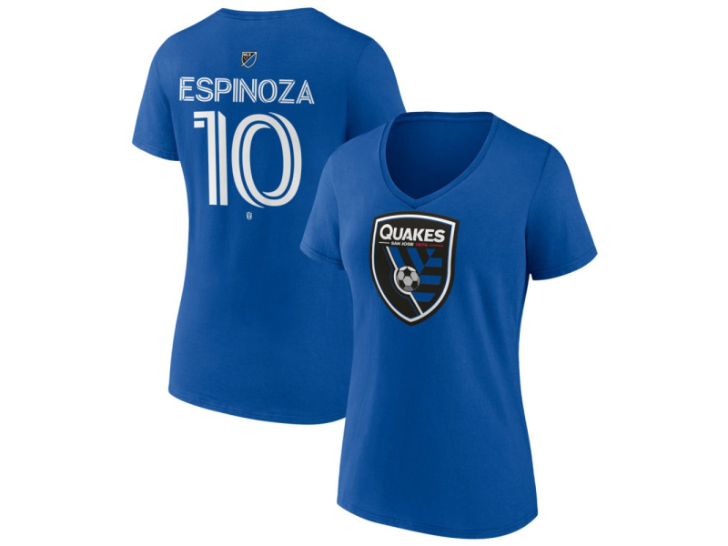 Women's San Jose Earthquakes #10 Cristian Espinoza Team Authentic V-Neck T-Shirt - Royal