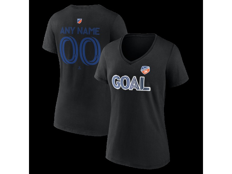 Women's FC Cincinnati Goal Custom V-Neck T-Shirt - Black