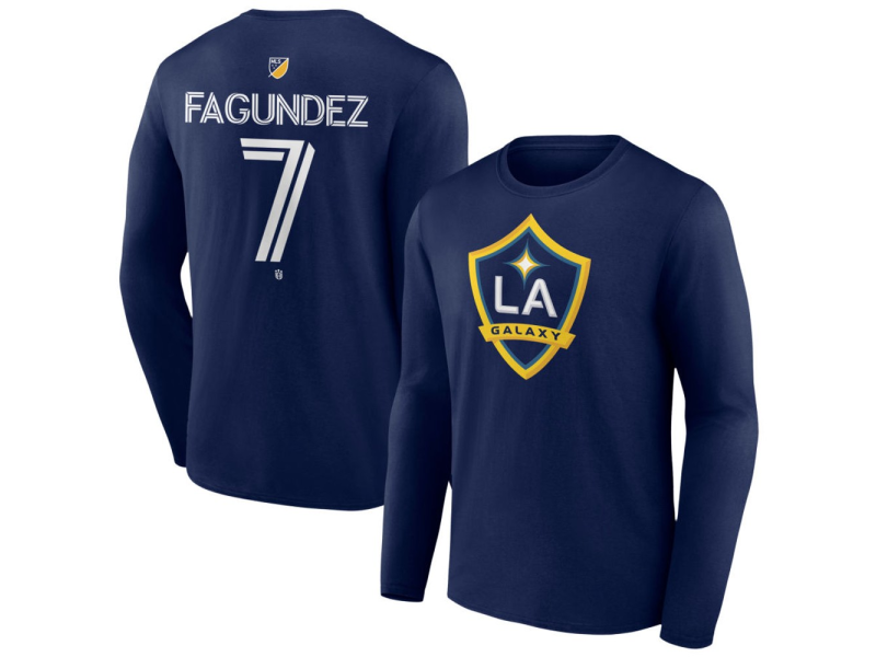Men's LA Galaxy #7 Diego Fagundez Team Authentic Long Sleeve T-Shirt - Navy