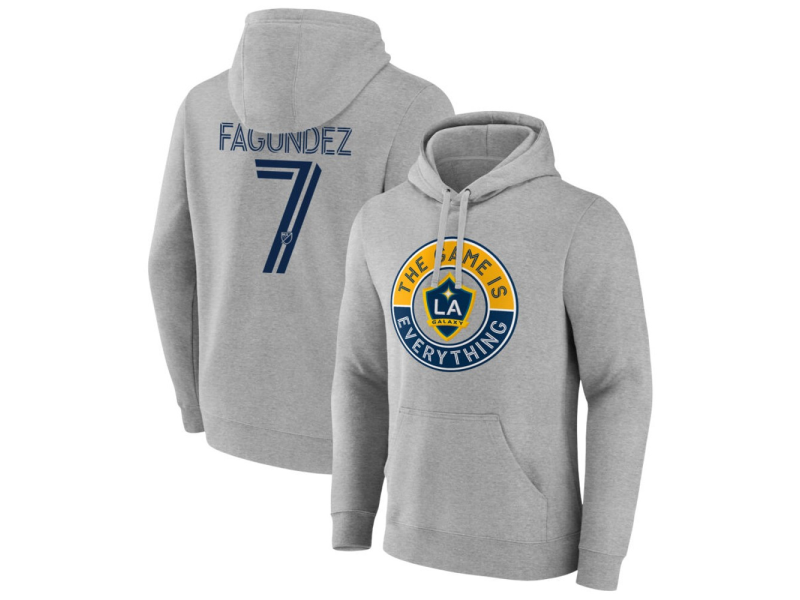 Men's LA Galaxy The Game Is Everything #7 Diego Fagundez Pullover Hoodie - Gray