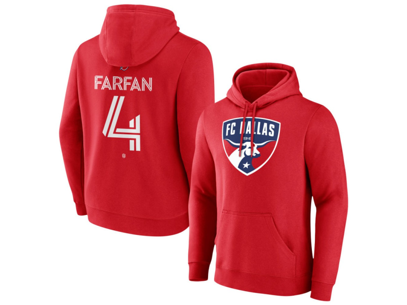 Youth FC Dallas #4 Marco Farfan Team Authentic Pullover Hoodie - Red
