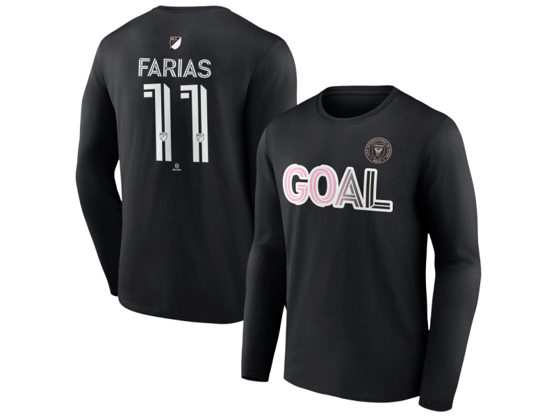 Men's Inter Miami CF Goal #11 Facundo Farias Long Sleeve T-Shirt - Black