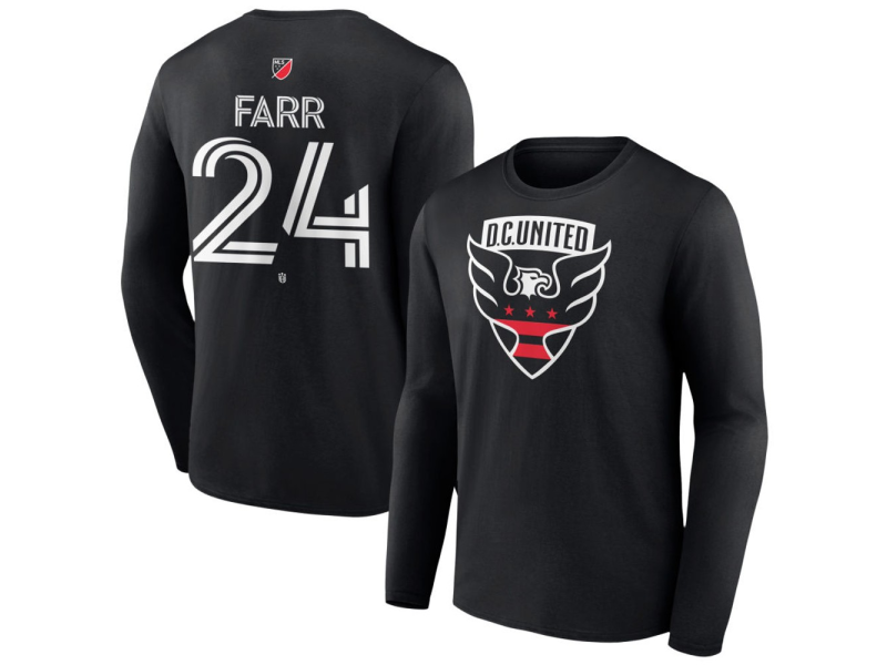 Men's D.C. United #24 Jordan Farr Team Authentic Long Sleeve T-Shirt - Black