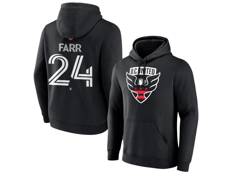 Men's D.C. United #24 Jordan Farr Team Authentic Pullover Hoodie - Black