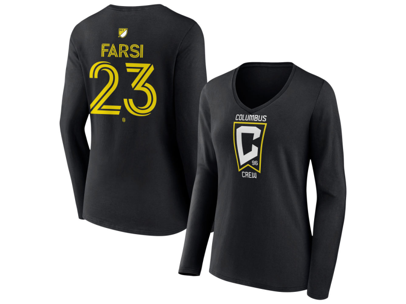 Women's Columbus Crew #23 Mohamed Farsi Team Authentic Long Sleeve V-Neck T-Shirt - Black