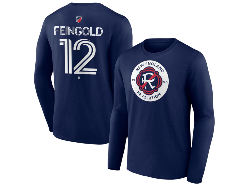 Youth New England Revolution #12 Ilay Feingold Team Authentic Long Sleeve T-Shirt - Navy