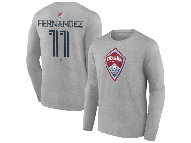 Men's Colorado Rapids #11 Omir Fernandez Team Authentic Long Sleeve T-Shirt - Gray