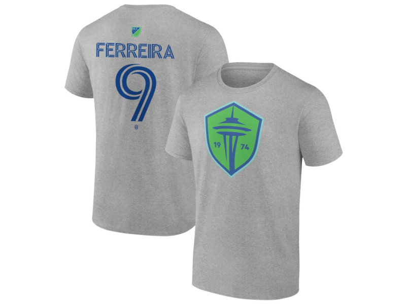Men's Seattle Sounders FC Authentic Stack #9 Jesus Ferreira T-Shirt - Gray