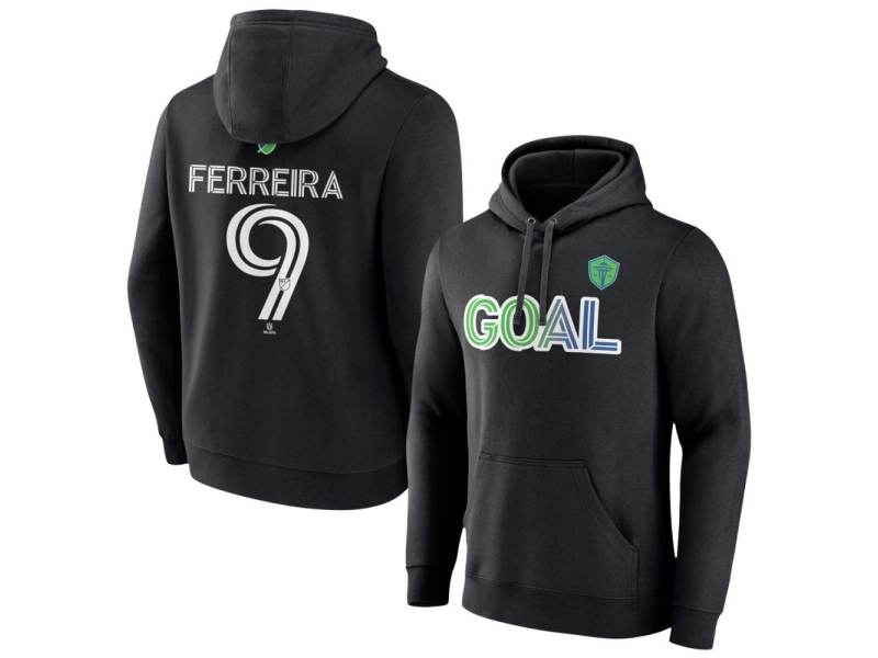 Men's Seattle Sounders FC Goal #9 Jesus Ferreira Pullover Hoodie - Black