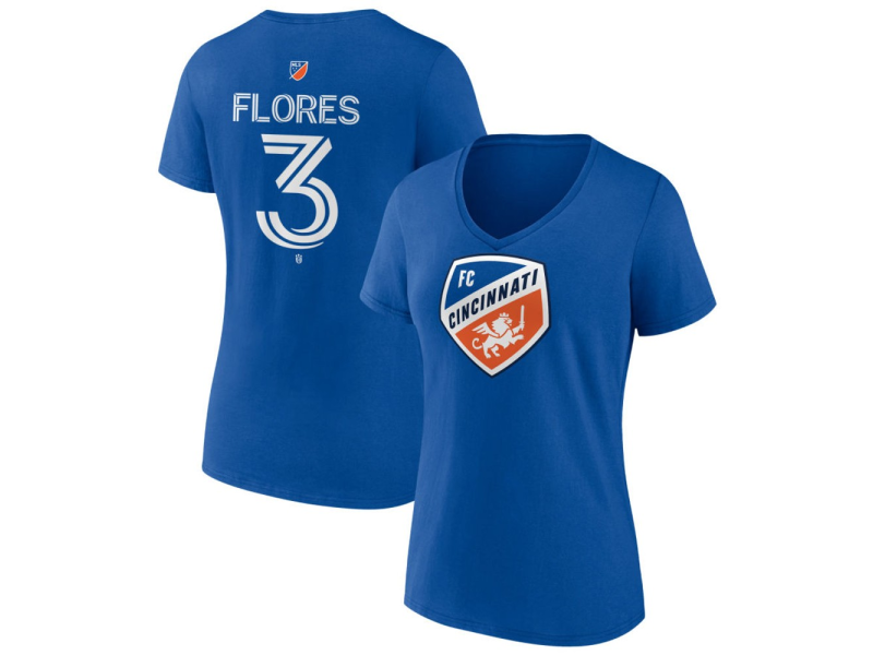 Women's FC Cincinnati #3 Gilberto Flores Team Authentic V-Neck T-Shirt - Royal