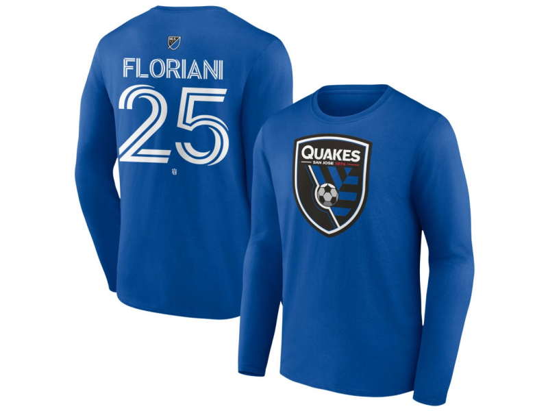 Men's San Jose Earthquakes #25 Max Floriani Team Authentic Long Sleeve T-Shirt - Royal