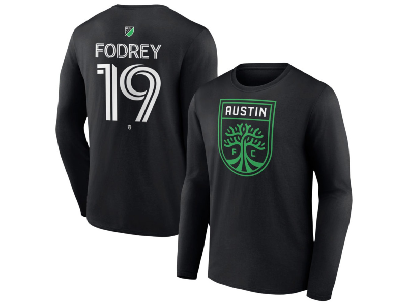 Youth Austin FC #19 CJ Fodrey Team Authentic Long Sleeve T-Shirt - Black