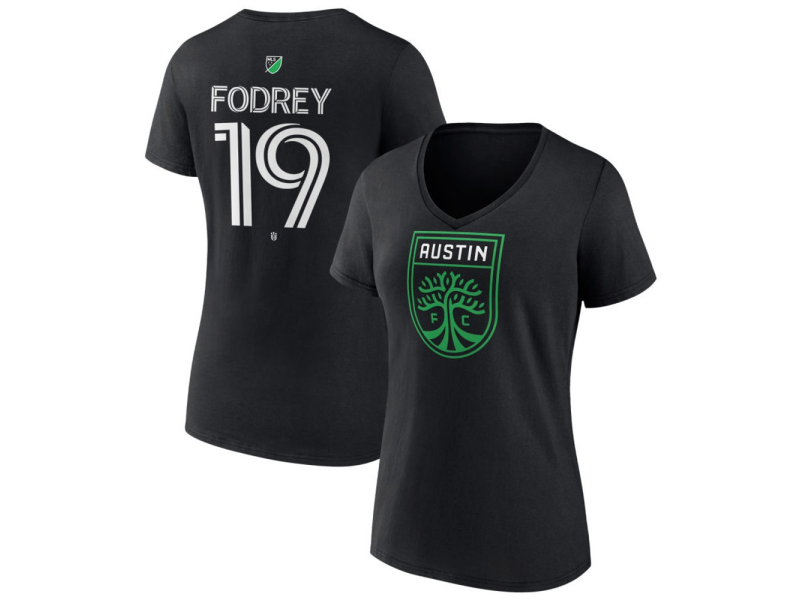 Women's Austin FC #19 CJ Fodrey Team Authentic V-Neck T-Shirt - Black
