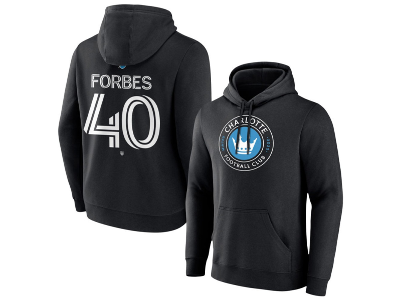 Youth Charlotte FC #40 Jahlane Forbes Team Authentic Pullover Hoodie - Black