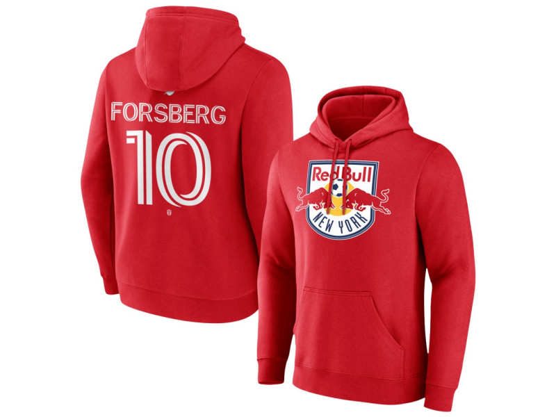 Youth New York Red Bulls #10 Emil Forsberg Team Authentic Pullover Hoodie - Red